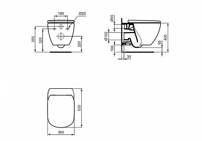 Чаша подвесного унитаза Ideal Standard Теси AQUABLADE T007901