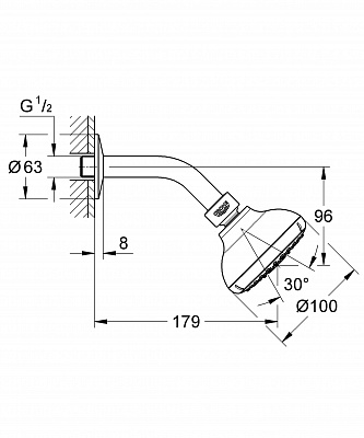 Комплект верхнего душа Grohe Tempesta New IV с кронштейном,  9,5 л/мин