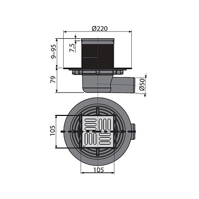 Сливной трап AlcaPlast APV101 105 x 105/50