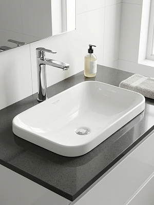 Раковина на столешницу врезная Sanita Luxe Infinity Inside 60см INF60SLWB01I, прямоугольная, фарфор