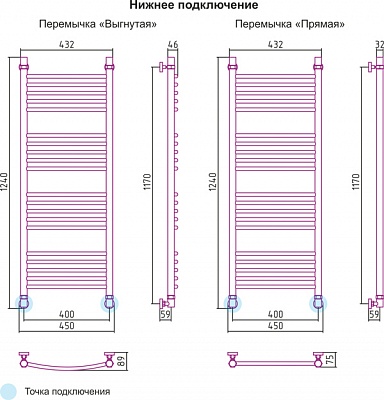 Полотенцесушитель водяной Сунержа Богема прямая 1200х400 Белый (RAL-9003)