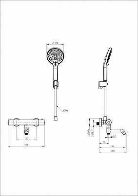 Смеситель для ванны с душем и термостатом Wonzon & Woghand INN 3, Черный матовый WW-B2065-A1-MB