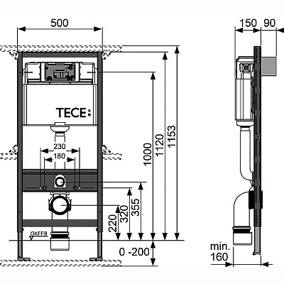 Инсталляция для унитаза TECE Base K400626