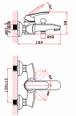 Смеситель для ванны VRI Rialto HG900632 к.н.