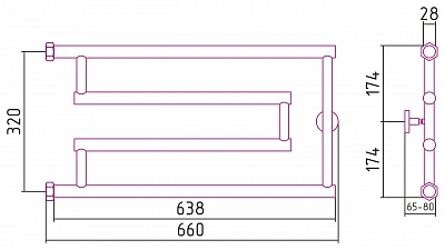 Полотенцесушитель водяной Сунержа High-Tech model "G+" 320х650