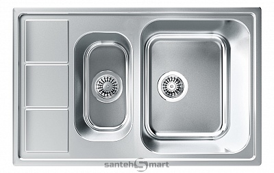 Мойка кухонная двойная Longran Lotus LTP780.500.15, 78x50x20, двойная