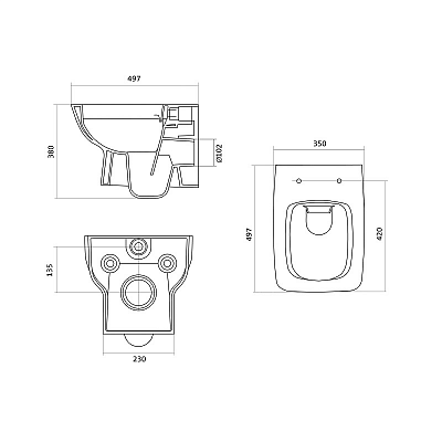 Инсталяция с подвесным унитазом Santek Нео rimless с сидением soft-clos clip-up 1WH501758