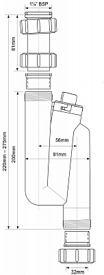 Сифон трубный S-образный 1 1/4x 32мм без выпуска McAlpine MRW3