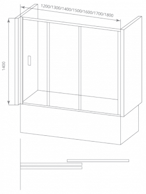 Шторка на ванну 140см Good Door Screen WTW-140-G-CH ПД00108