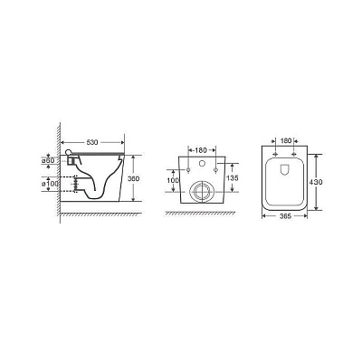 Унитаз подвесной безободковый D&K Quadro DT1516016