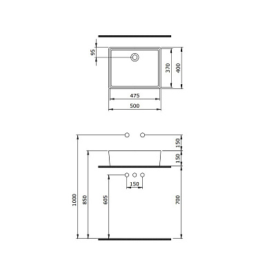 Раковина Berges Ego накладная 50х40 см без отверстия под смеситель 181001
