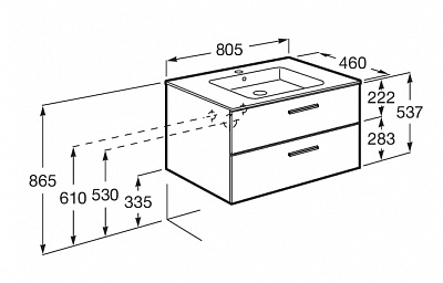 Тумба под раковину Roca Victoria 80 городской дуб 2 ящика A857470402