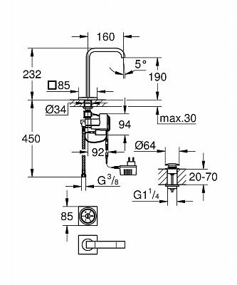 Смеситель для умывальника GROHE ALLURE F-didgital 36342000 электронная панель управления