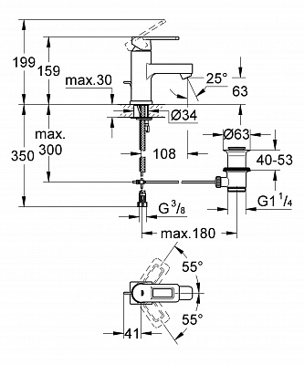 Смеситель для умывальника GROHE QUADRA 32630000