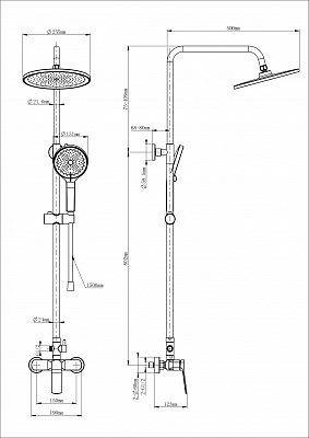 Душевая система Wonzon & Woghand, Черный матовый WW-B3200-MB