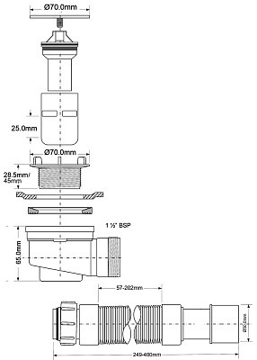 Трап для душевого поддона McALPINE MRS5C-SLF-65