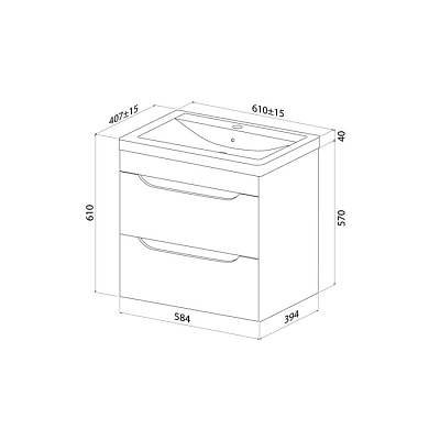 Тумба с раковиной IDDIS Ray (4076000i28), подвесная, 60 см,белый, RAY60W0i95K