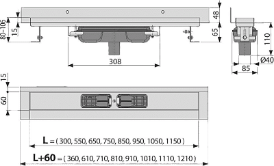 Душевой лоток AlcaPlast APZ1116-950 Wall Low