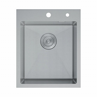 Кухонная мойка нерж сталь сатин D&K DKS415004, в комплекте с сифоном, корзиной, дозатором
