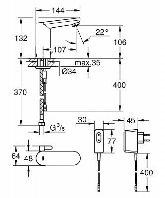 Смеситель Grohe Eurosmart Cosmopolitan E 36325001 для раковины