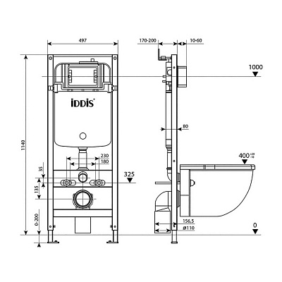 Инсталляция для унитаза и клавиша смыва Iddis Optima Home OPH0000i32K