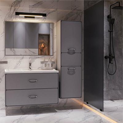 Подвесная серая матовая MIRSANT Viva 80 тумба УТ000084561 (под раковину Conte 80) (рак. 264502 в комплект не входит)