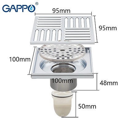 Душевой трап Gappo G81051 100*100