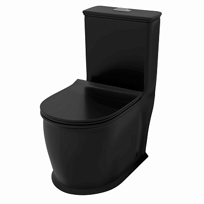 Унитаз напольный черный безободковый Grossman Retro GR-4492BMS матовый моноблок с тонким сиденьем