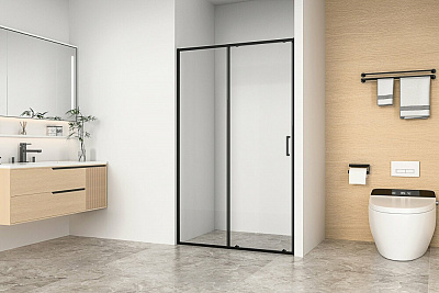 Душевая дверь 130х190 GoodDoor LITE WTW-130-C-B, черный профиль
