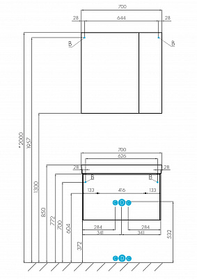 Тумба под раковину Aquaton Марти 70 ясень шимо 1A267501MY010