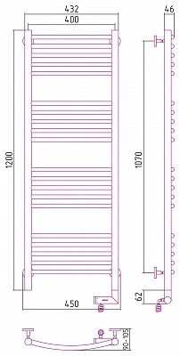 Полотенцесушитель электрический Сунержа Богема 2.0 выгнутая 1200х400 МЭМ правый