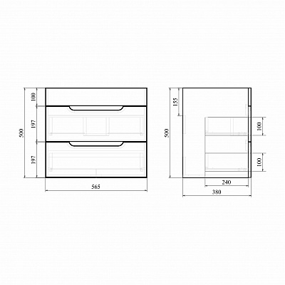 Тумба подвесная с доводчиком MIRSANT Soho Quadro 60/2 УТ000057014 (раковина Fest-60)