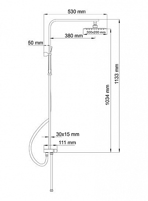 Душевой комплект, 113х53 см WasserKRAFT A042