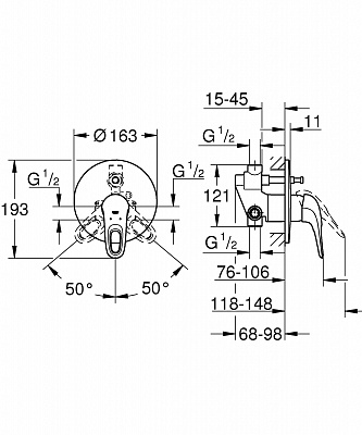 Панель для ванны/душа GROHE EUROSTYLE 33637003 с механизмом