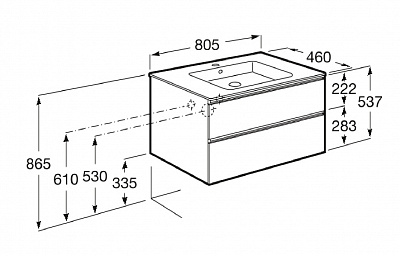 Тумба с раковиной Roca The Gap 80 2 ящика A857399402, городской дуб
