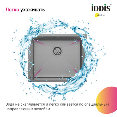 Мойка нержавеющая сталь,универсального монтажа, графит IDDIS EDI54G0i77