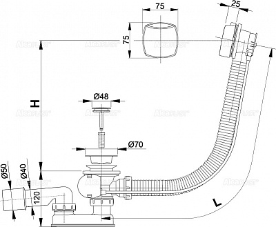Сифон для ванны AlcaPlast A51CR-80