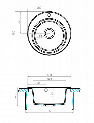 Мойка кухонная Шелли круглая графит AQUATON 1A734732SS210