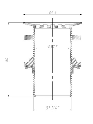 Выпуск для раковины ARROWHEAD 1-1/4" 80мм без перелива 740005
