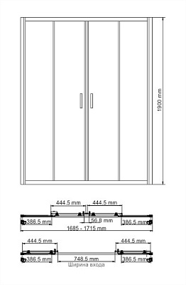 Lippe 45S09 Душевая   дверь 1700 х 1900