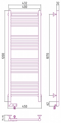 Полотенцесушитель электрический Сунержа Богема 2.0 прямая 1200х400 МЭМ левый