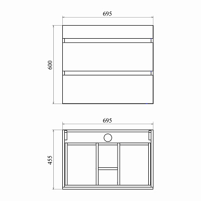 Тумба подвесная 2 ящика MIRSANT Karelia 70 УТ000098821 (раковина Simple 70, 264500 )