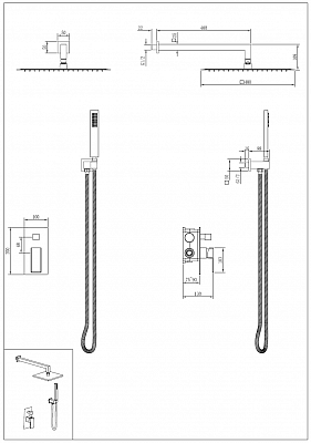 Смеситель встроенный для душа QUBIC Matt Gold Boheme 474-3-MG