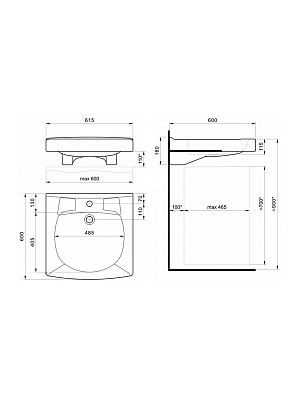 Раковина над стиральной машиной Пилот 60х60 Santek 1WH301971 с сифоном и кронштейнами
