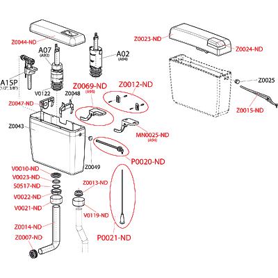 Универсальный бачок для унитаза ALKA UNI 1/2" AlcaPlast A94