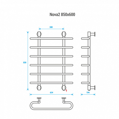 Полотенцесушитель электрический Energy Nova2 850x600 EETR0NOVA2856000000