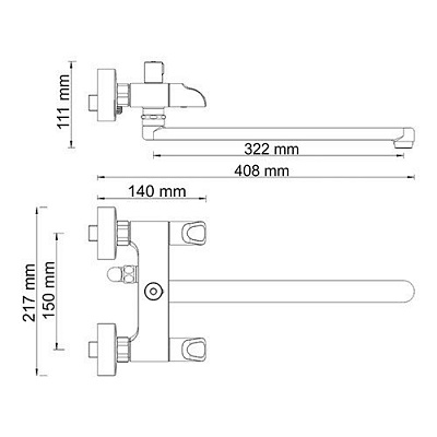 Смеситель для ванны с длинным изливом WasserKRAFT Lossa 1202L