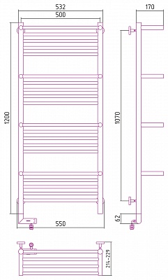 Полотенцесушитель электрический Сунержа Богема +4 полки 2.0 1200х500 МЭМ левый