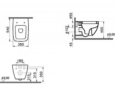 Унитаз подвесной Vitra Shift 4392B003-1298 без сиденья