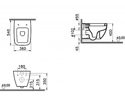 Унитаз подвесной Vitra Shift 4392B003-1298 без сиденья